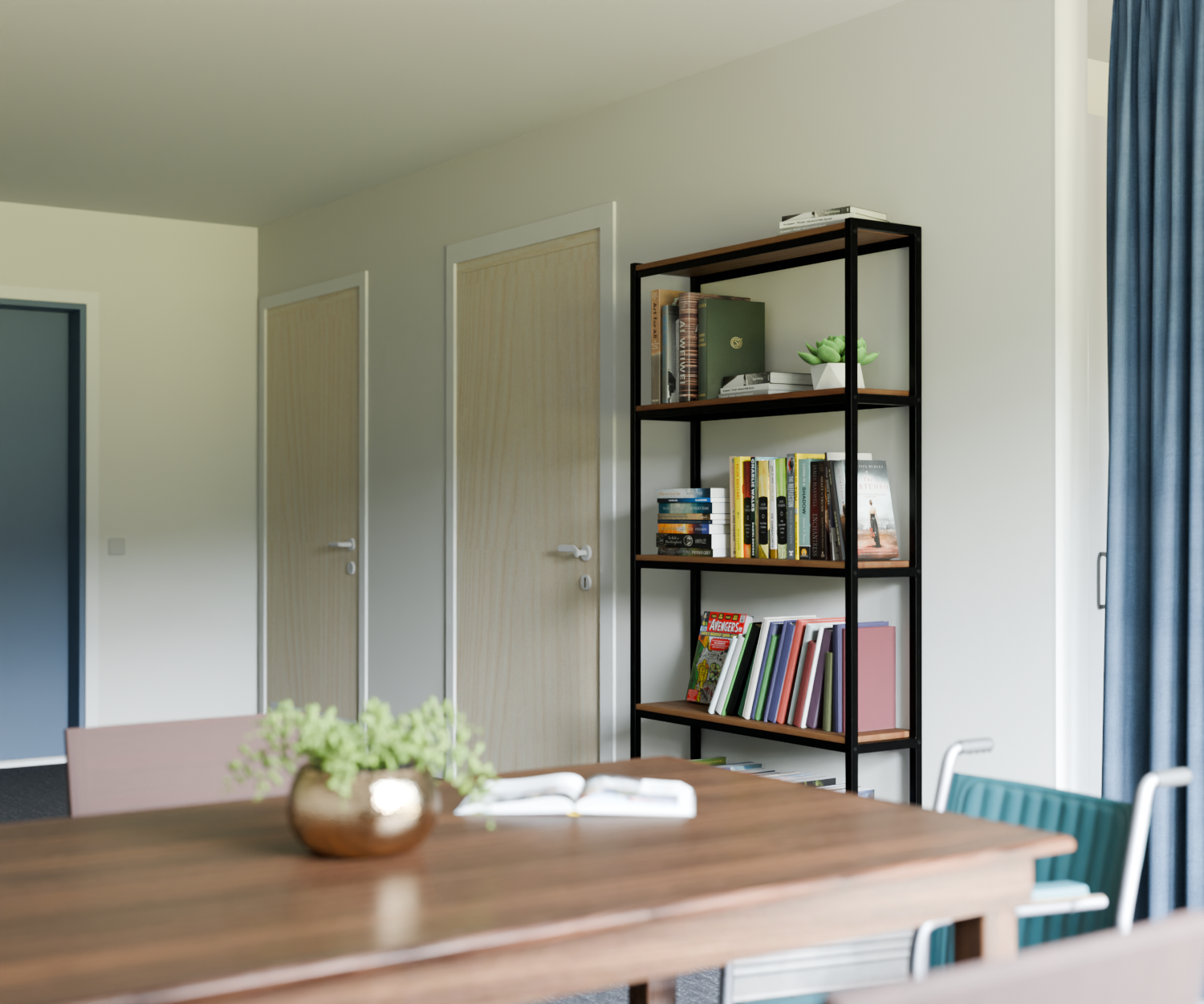 Matplats i LSS Tureberg med träbord, stolar och bokhylla i bakgrunden.